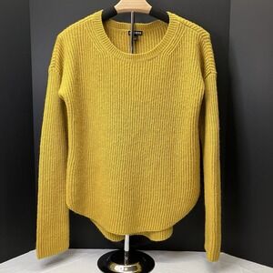 Express Womens Mustard Yellow Round‎ Hem Wool Mohair Blend Sweater Size M
